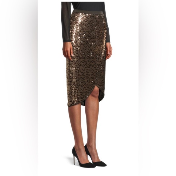 Elie Tahari Sequin Embellished Cheetah Print Skirt - Picture 3 of 5
